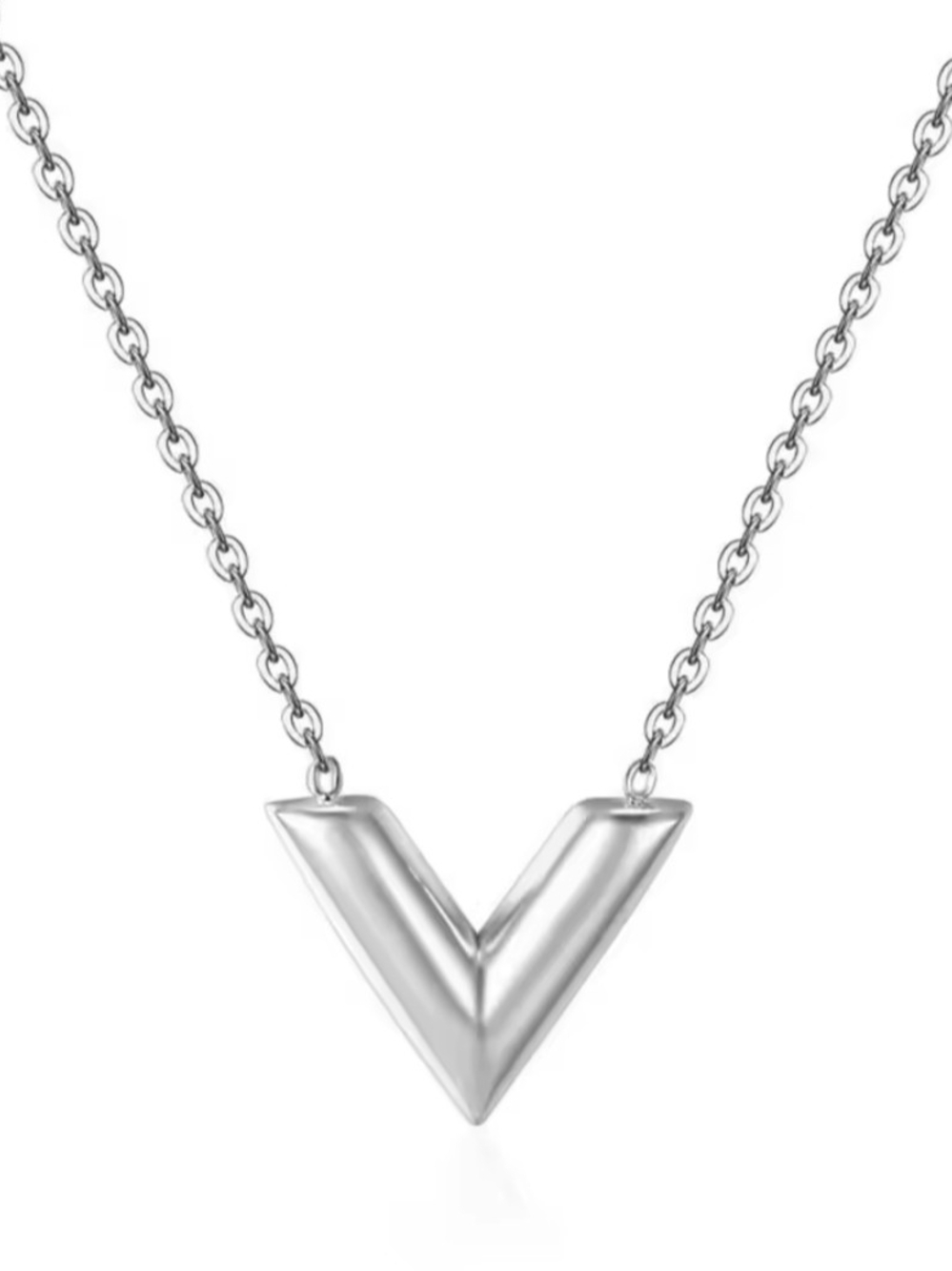 White Rhodium V Necklace